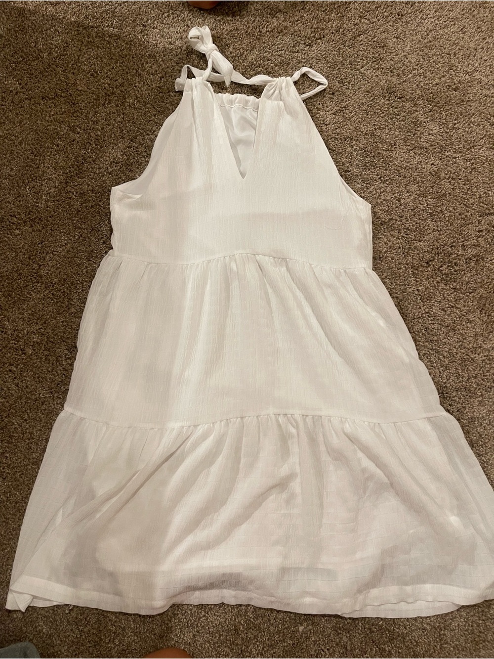White Tiered Halter Dress